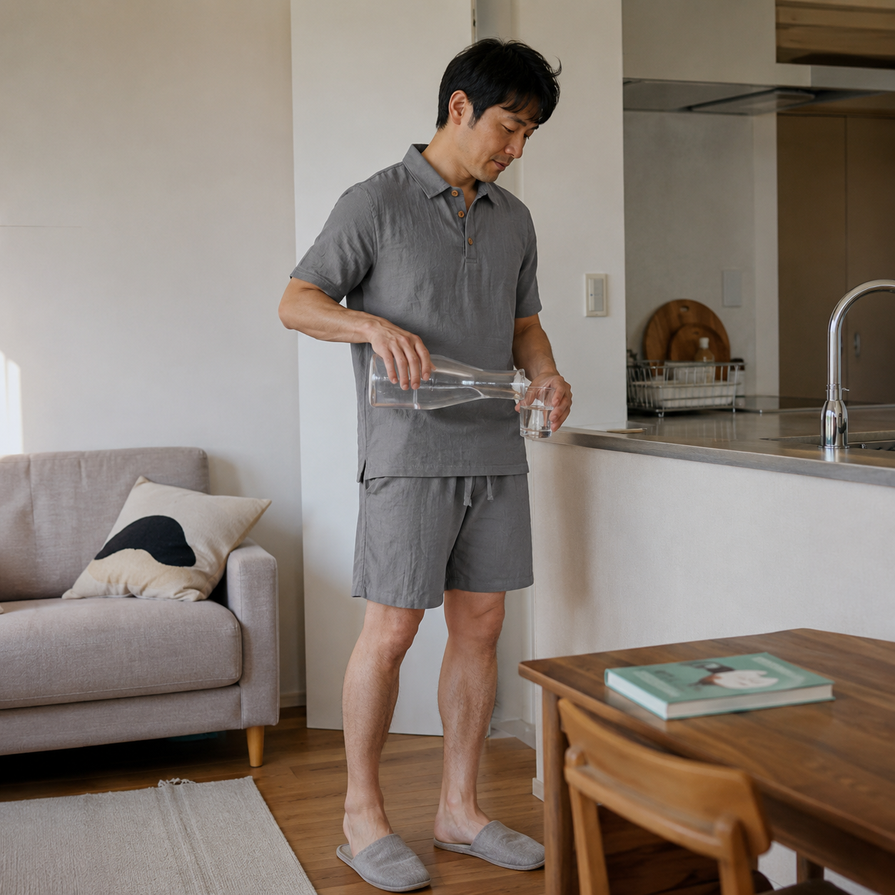 Men's Linen-Blend Two-Piece Polo Sets 7-Pack - Shirt with Shorts or Pants