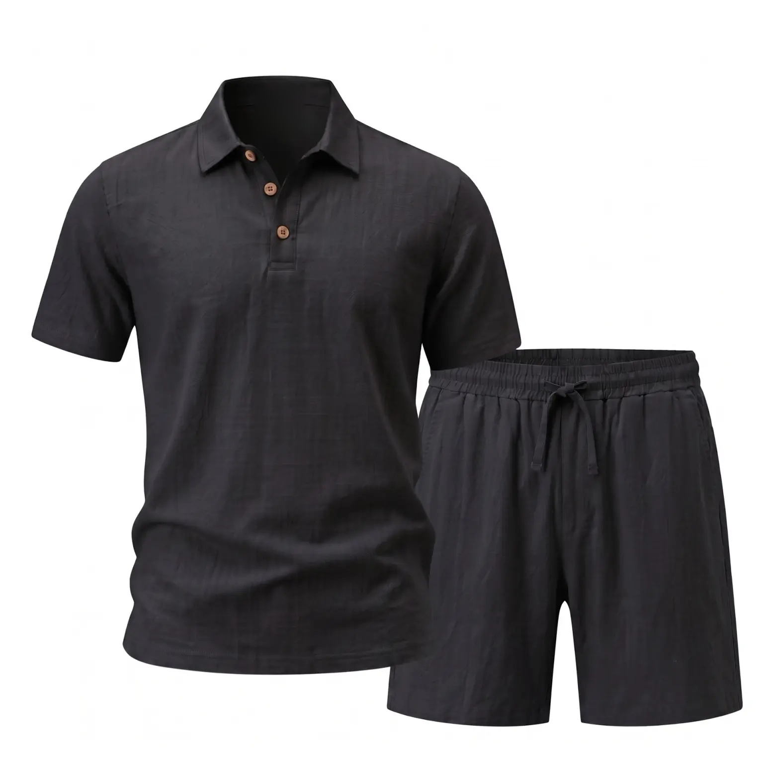 Men's Linen-Blend Two-Piece Polo Sets 7-Pack - Shirt with Shorts or Pants