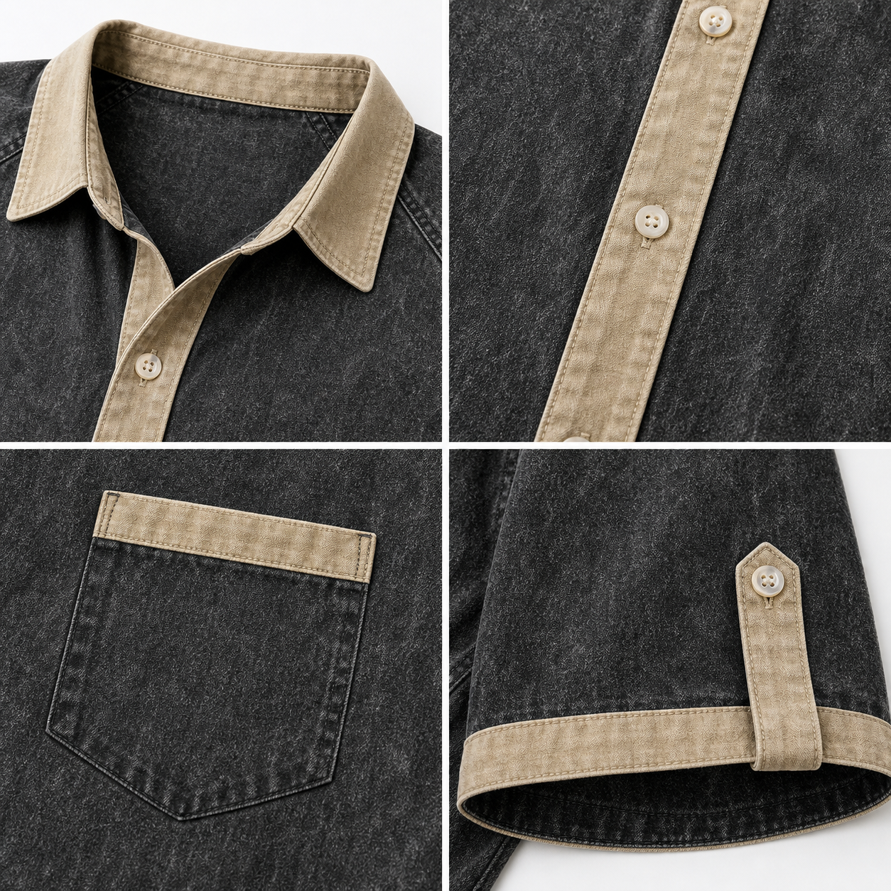 Contrast trim shirt product detail collage