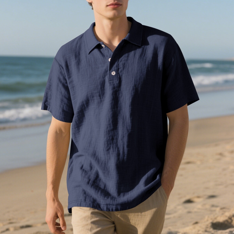 Men's Retro Solid Color Linen Shirt