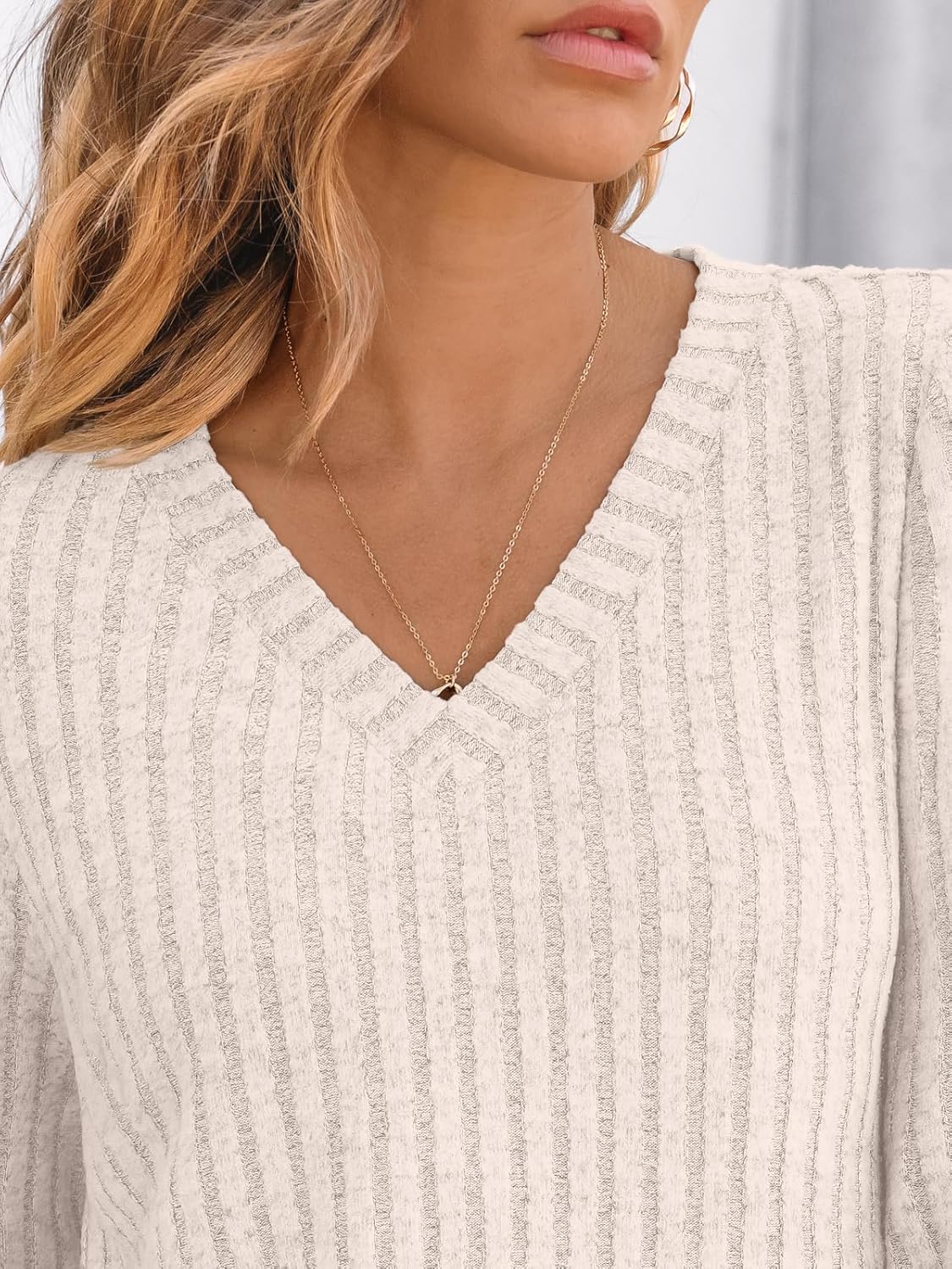 🔥Trendy Women’s V Neck Long Sleeve Tunic Sweater Fall 
