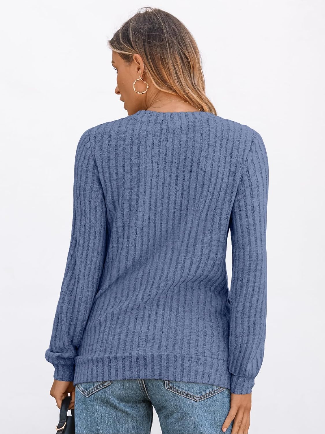 🔥Trendy Women’s V Neck Long Sleeve Tunic Sweater Fall 