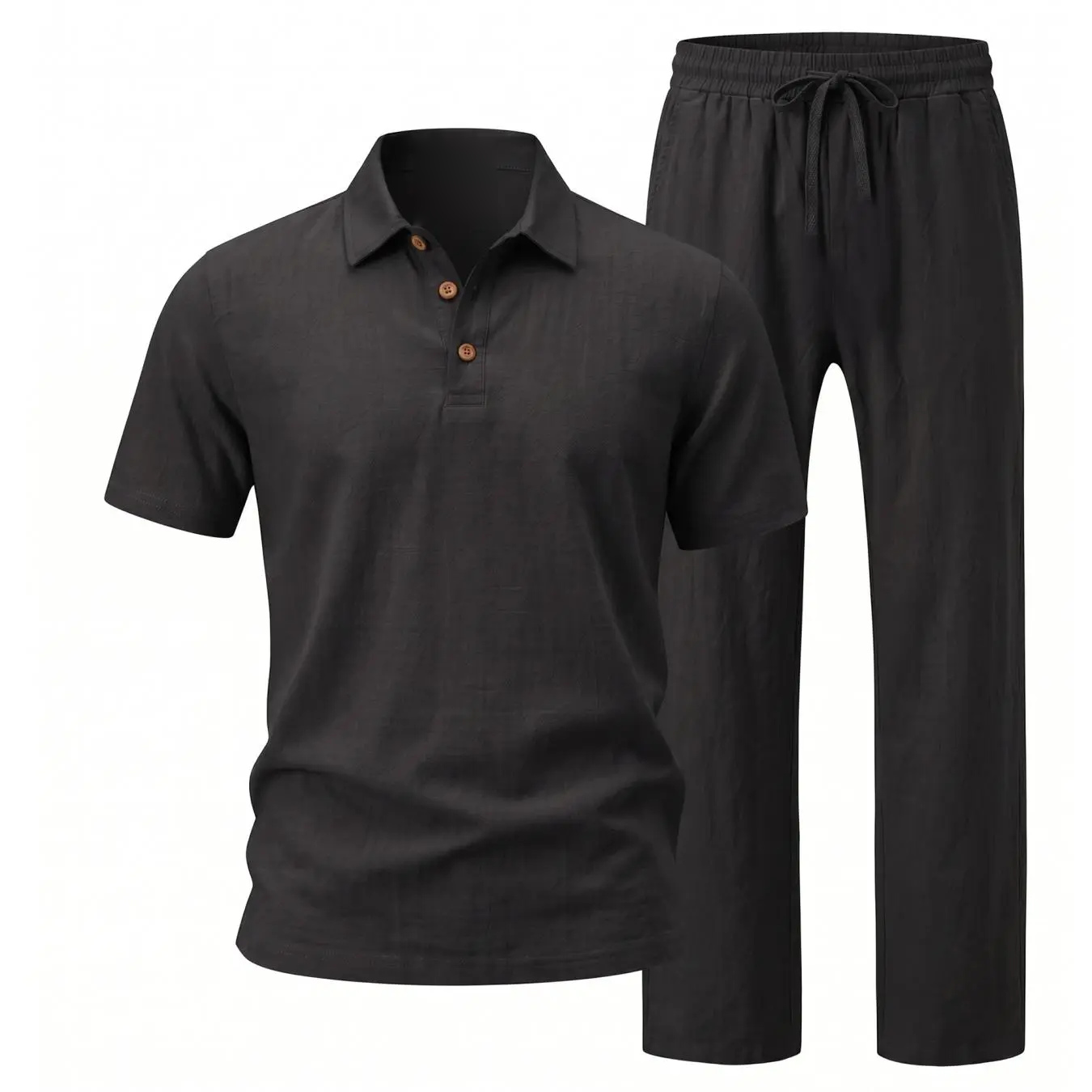 Men's Linen-Blend Two-Piece Polo Sets 7-Pack - Shirt with Shorts or Pants