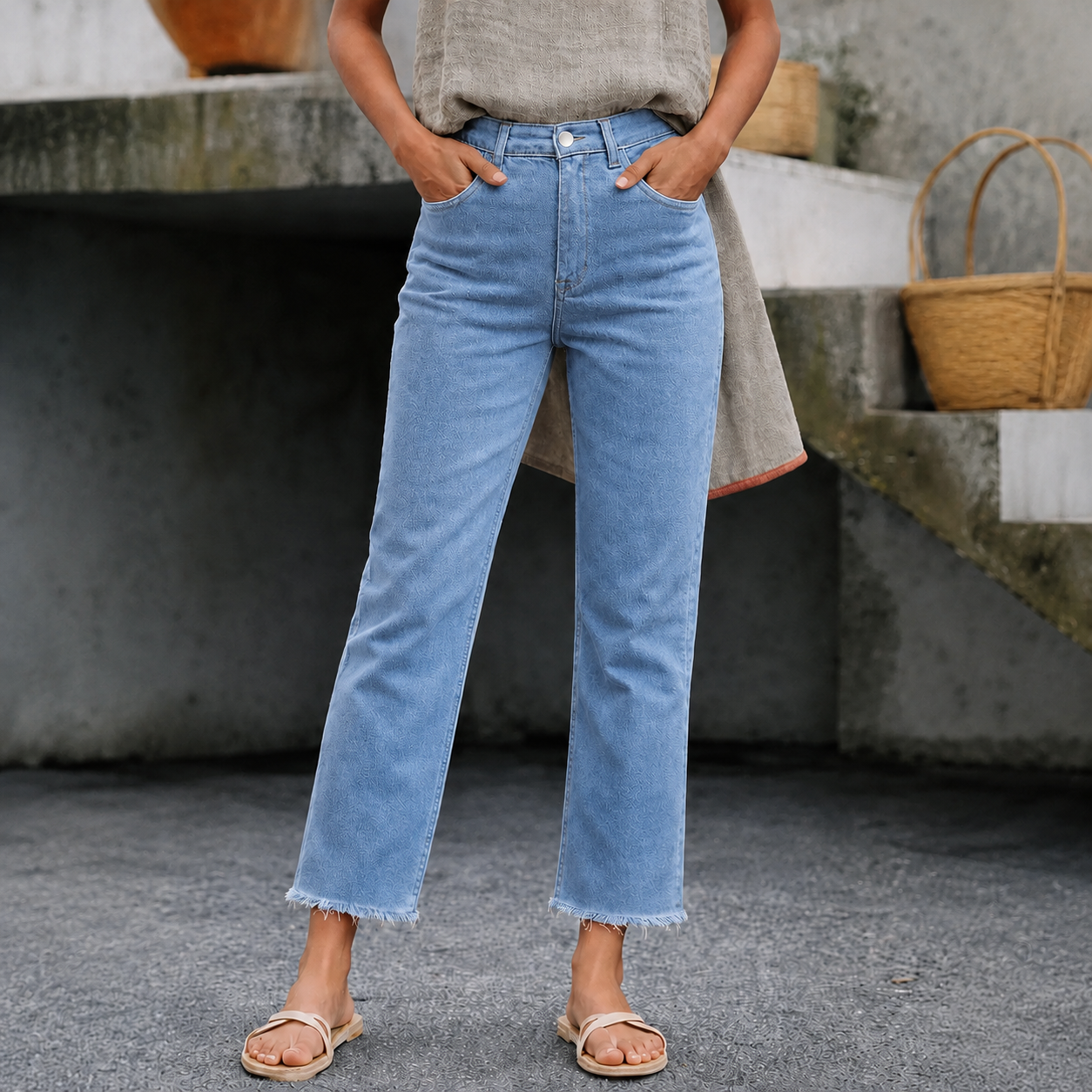 New Spring Summer Women's Fashion Simple Slim Fit High Waist Nine-Inch Pants