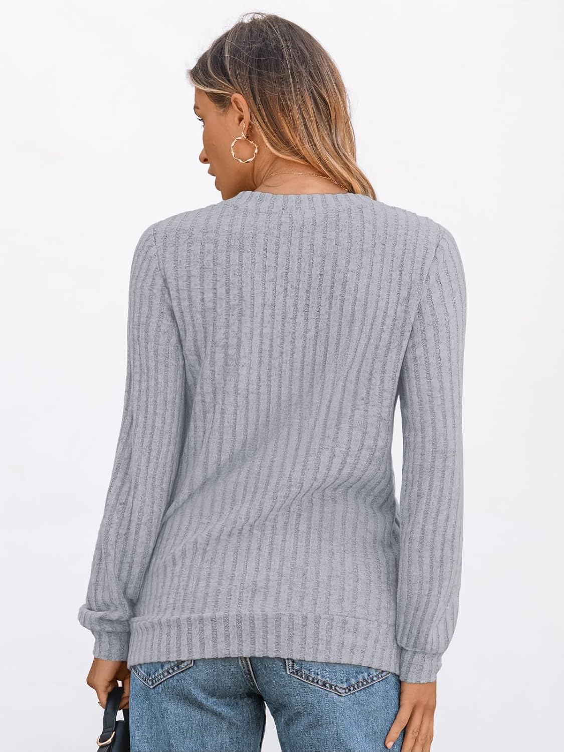 🔥Trendy Women’s V Neck Long Sleeve Tunic Sweater Fall 