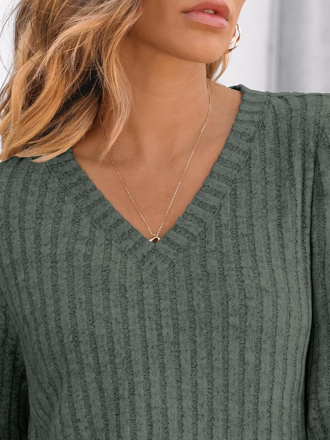 🔥Trendy Women’s V Neck Long Sleeve Tunic Sweater Fall 