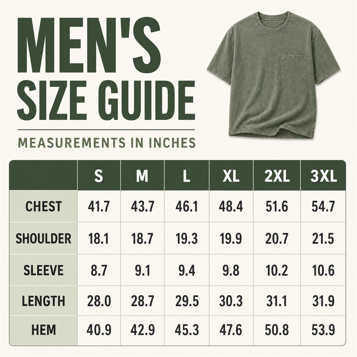 Men's washed crewneck pocket T-shirt - 10-size-guide-s-3xl