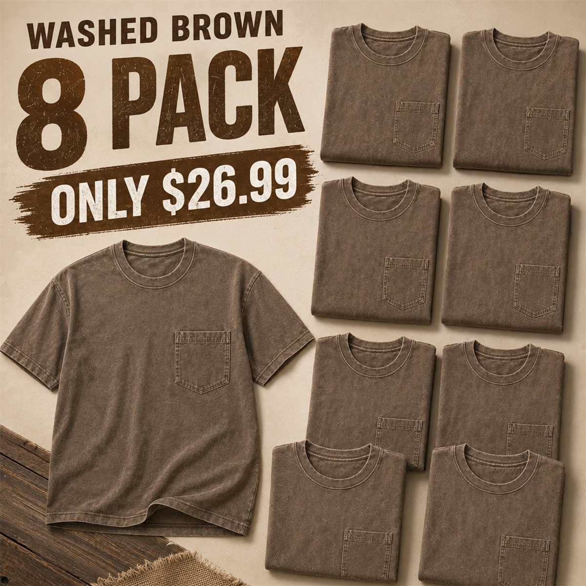 Washed Cocoa Brown 8-Pack