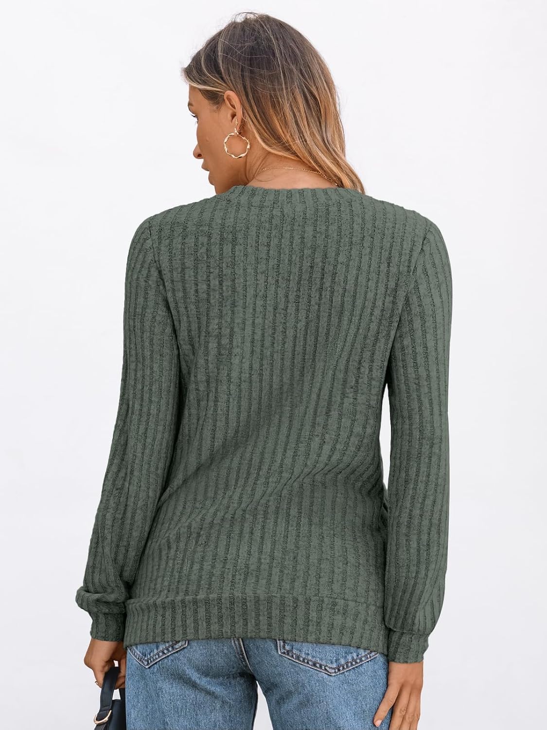 🔥Trendy Women’s V Neck Long Sleeve Tunic Sweater Fall 