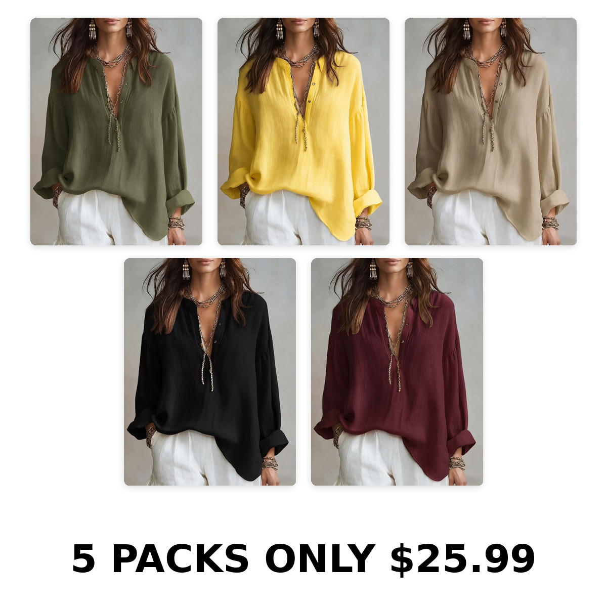 Women's Retro Solid Color Art Casual Cotton Linen Shirt
