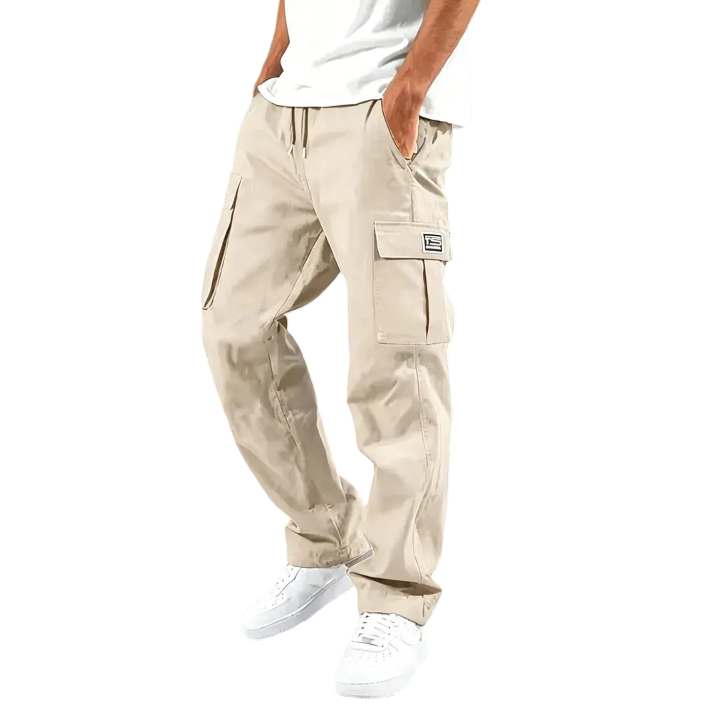 Men's Multi-Pocket Drawstring Cargo Pants – Relaxed Fit Everyday Work & Casual Pants