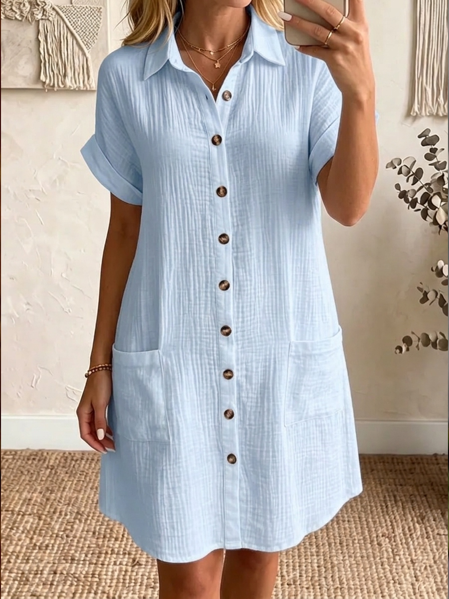 NEW ARRIVALS🔥 Women's Cozy Lapel Button-front Cotton-linen Dress