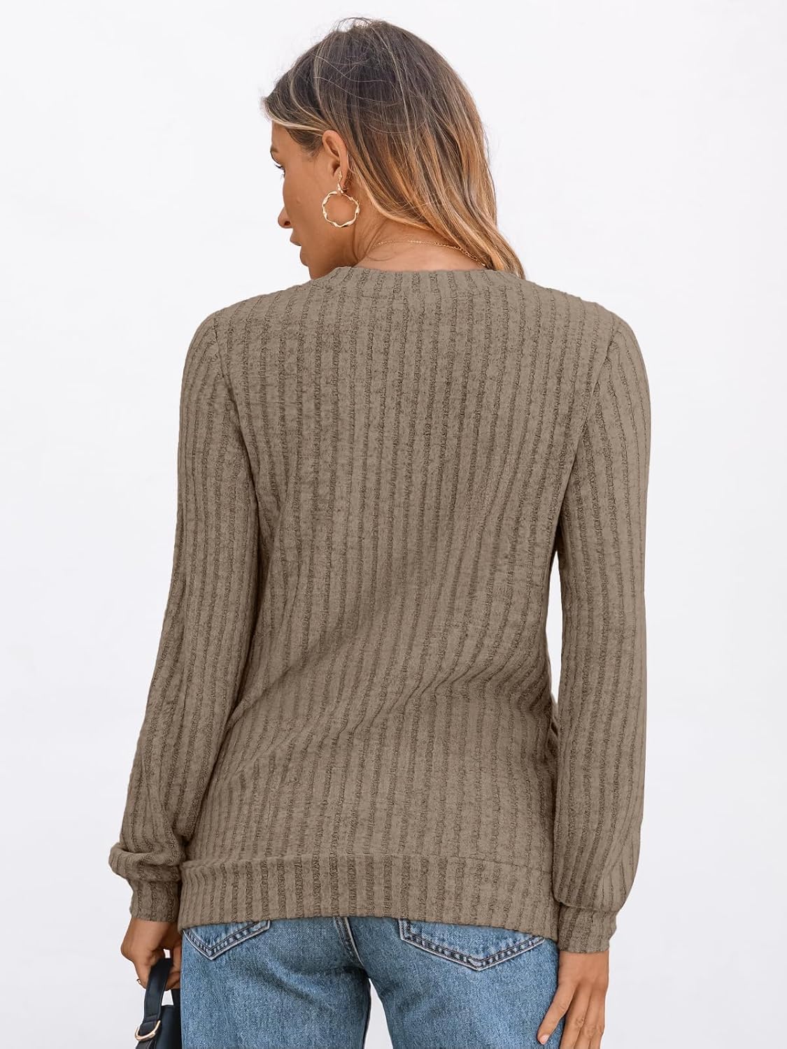 🔥Trendy Women’s V Neck Long Sleeve Tunic Sweater Fall 