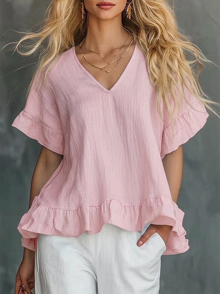NEW ARRIVALS🔥 Women's Cozy Ruffled Cotton Shirt Top