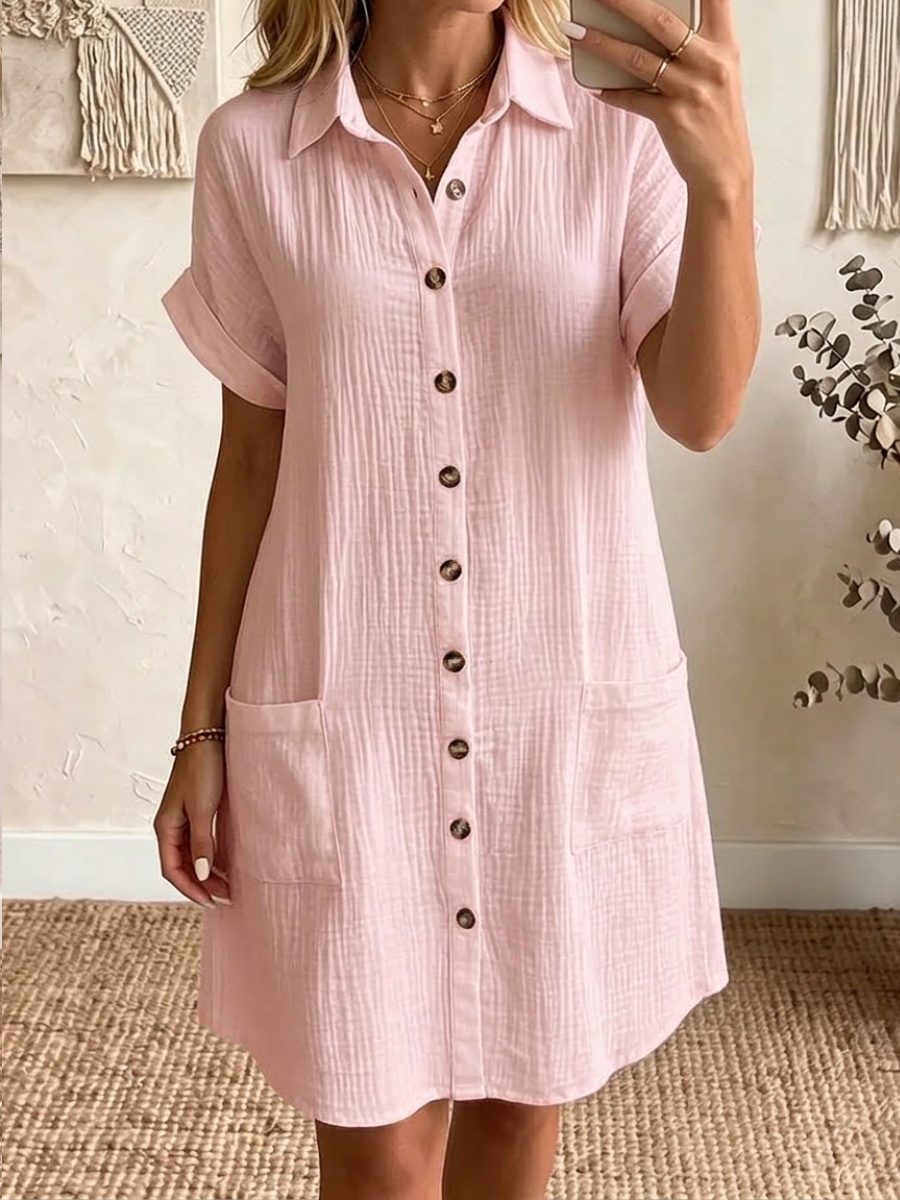 NEW ARRIVALS🔥 Women's Cozy Lapel Button-front Cotton-linen Dress
