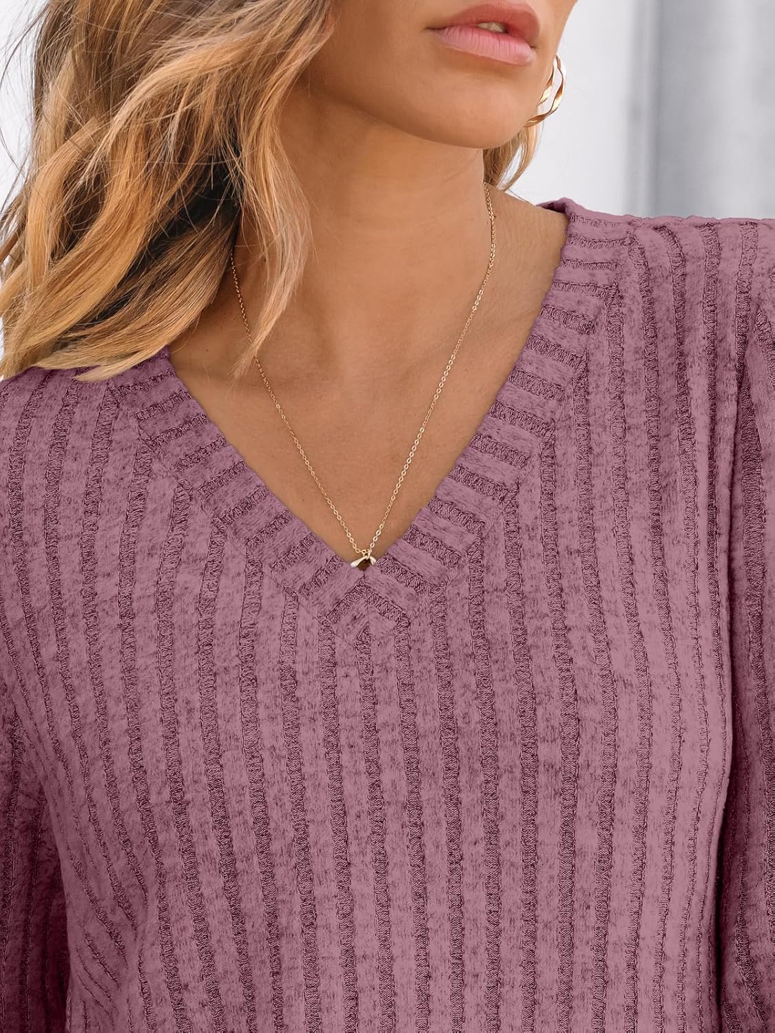 🔥Trendy Women’s V Neck Long Sleeve Tunic Sweater Fall 