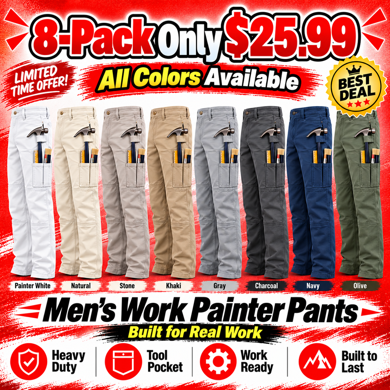 Men's Painter & Maintenance Work Pants Multipacks