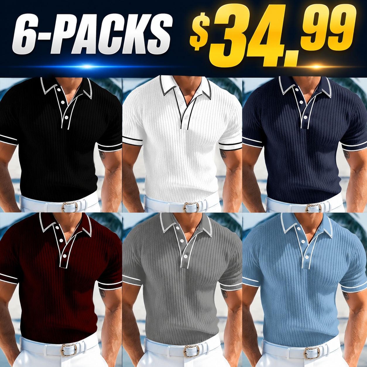 50% OFF NOW! ☀️ Casual polo shirt with short sleeves — breathable polyester, modern fit & perfect for relaxed days ⭐