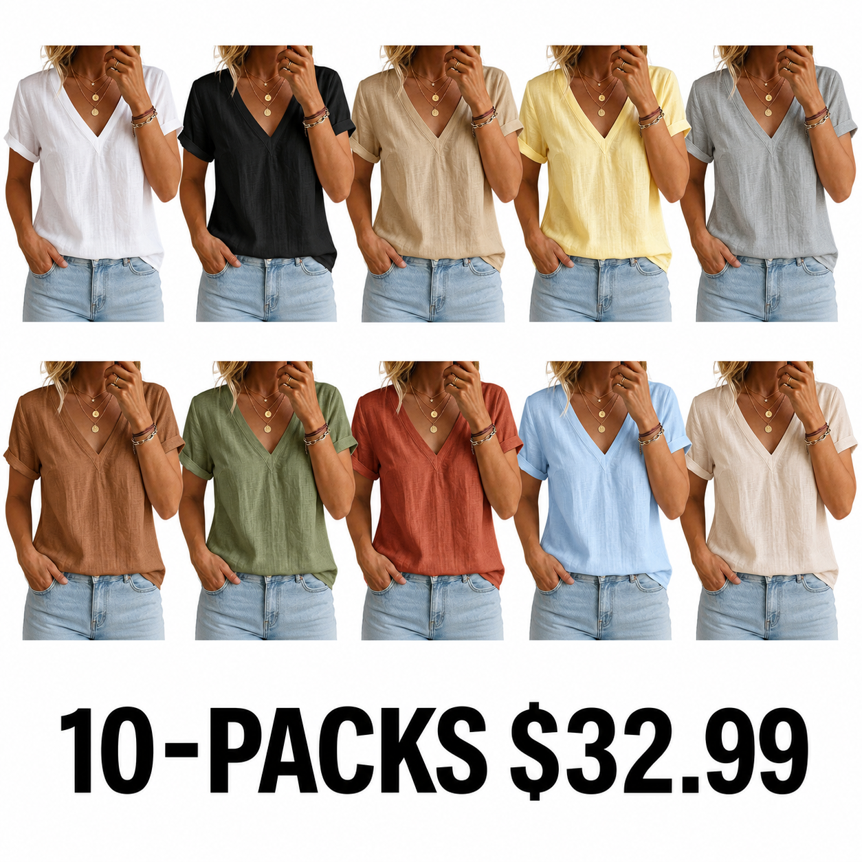 Women's V-neck Short-sleeve Top