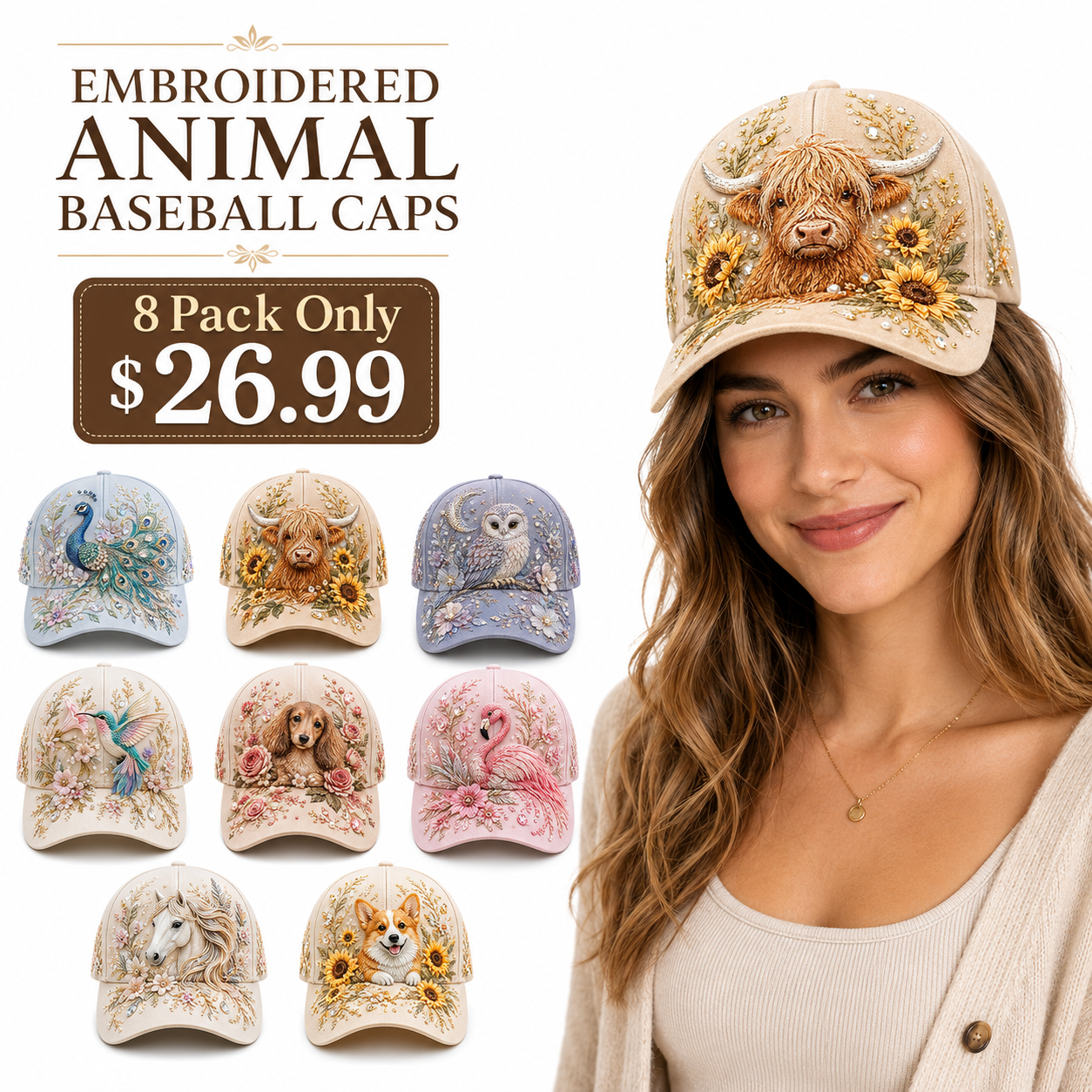 🔥 Last Day 49% OFF – Highland Cow Embroidery Cap