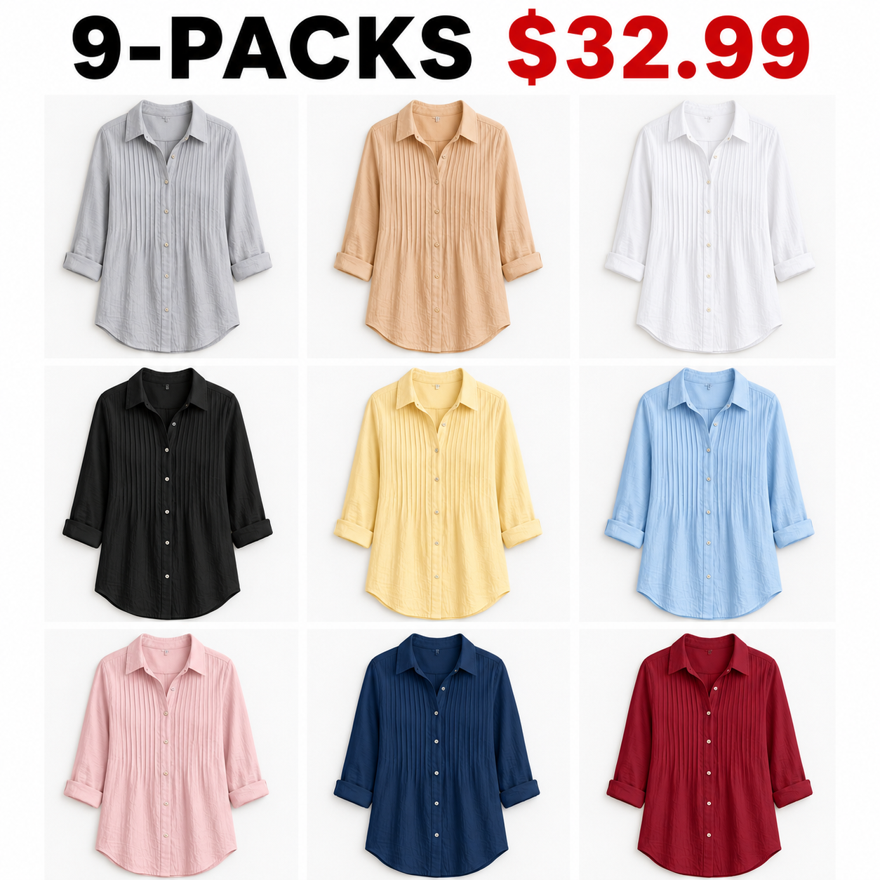 New Arrival 🔥 Women's Solid-color Casual Pleated Cotton-linen Shirt