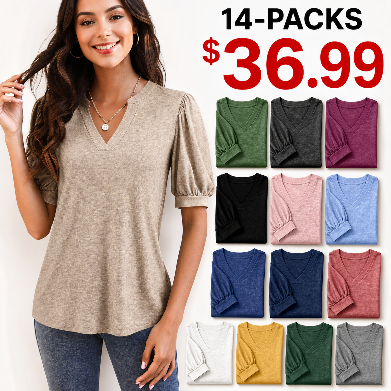 Hot Sale🔥Puff Sleeve Loose Dressy Blouses