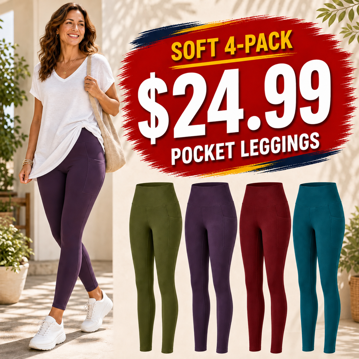 Women's High-Waist Pocket Stretch Leggings