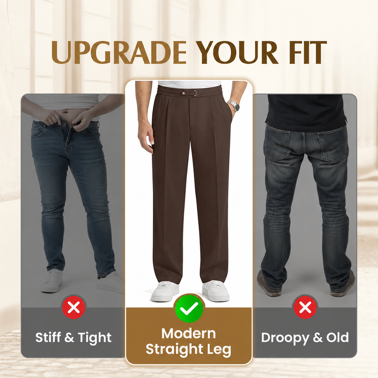 Flexible Straight Fit Smart Comfort Pants