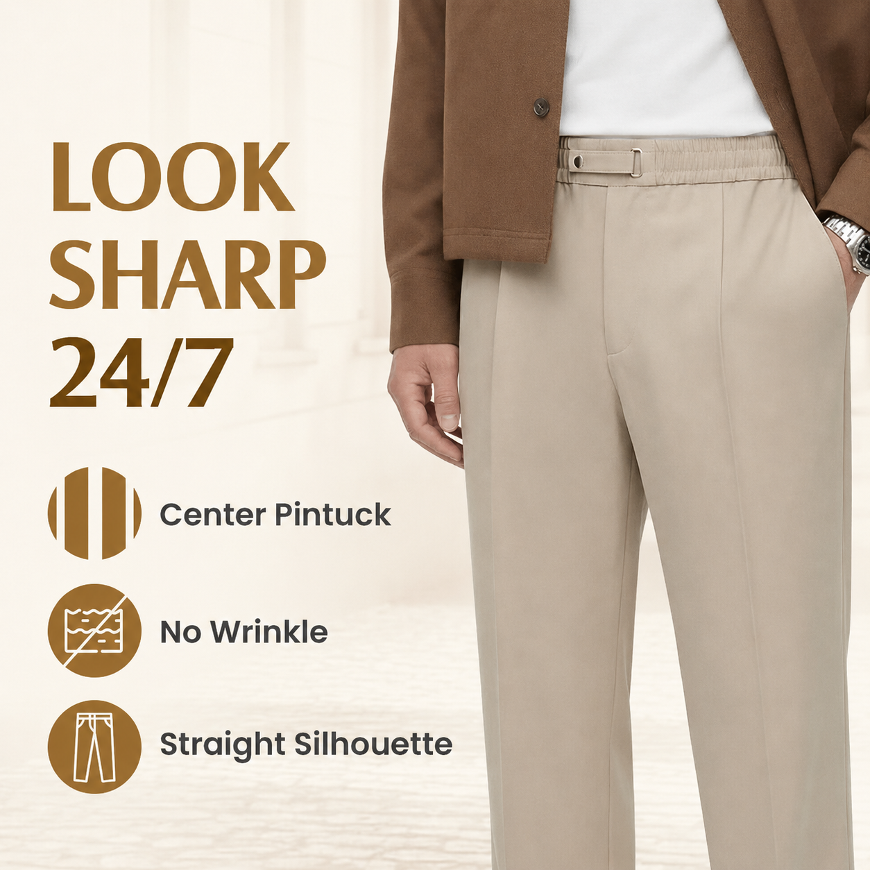 Flexible Straight Fit Smart Comfort Pants