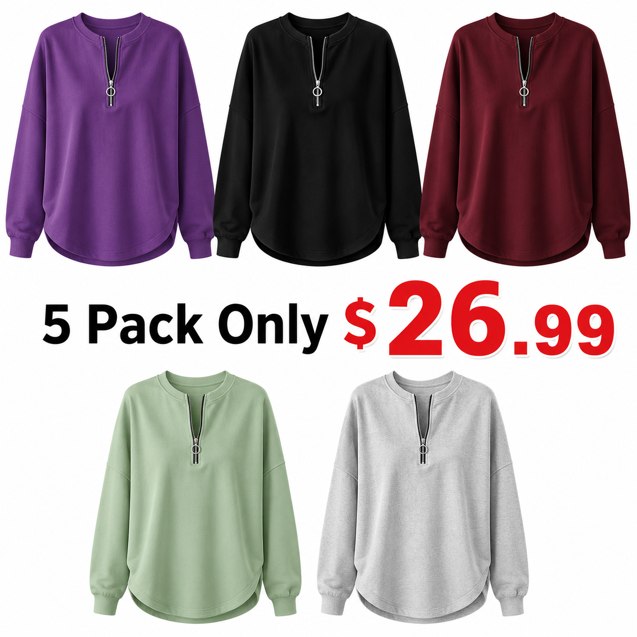 New Arrivals🔥Women Plain Crew Neck Vintage Long Sleeve Sweatshirt