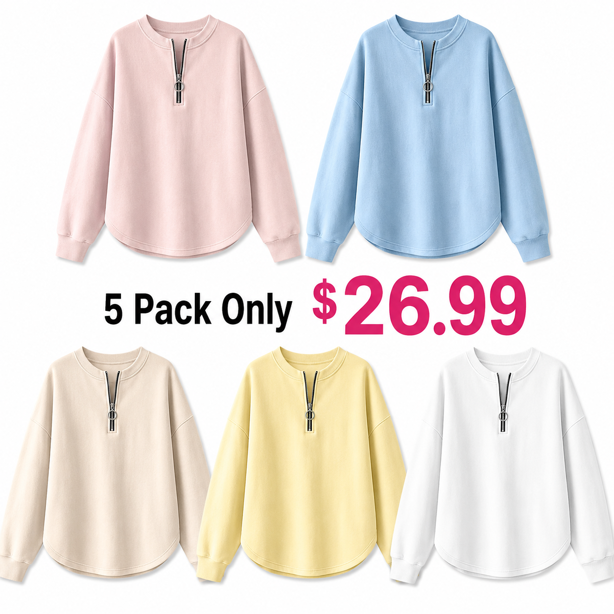 New Arrivals🔥Women Plain Crew Neck Vintage Long Sleeve Sweatshirt