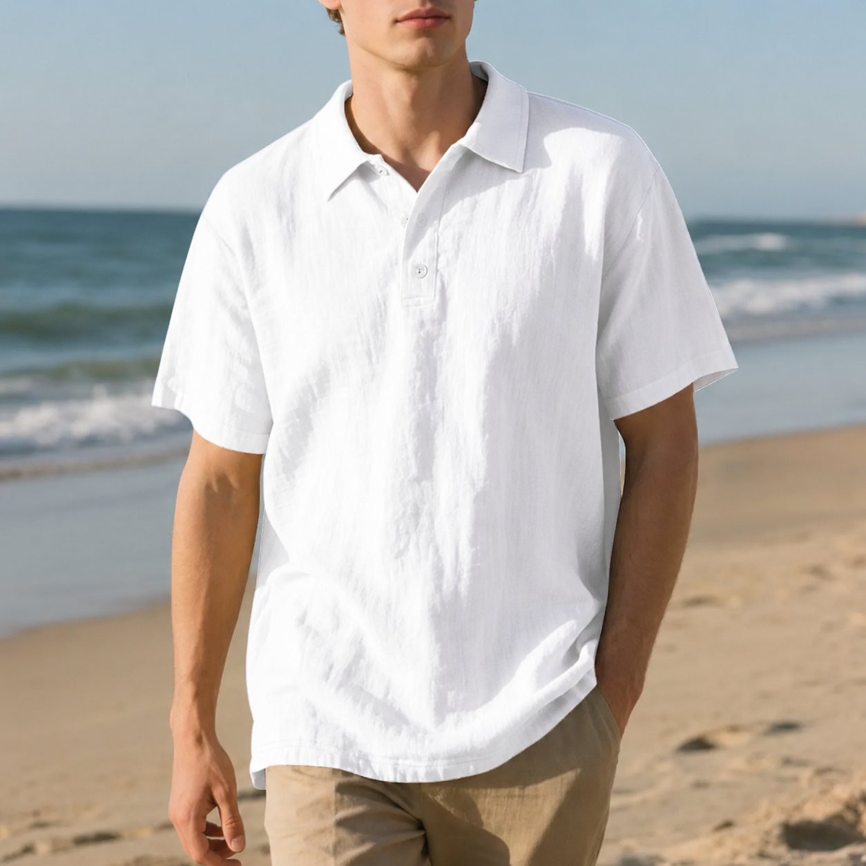 Men's Retro Solid Color Linen Shirt