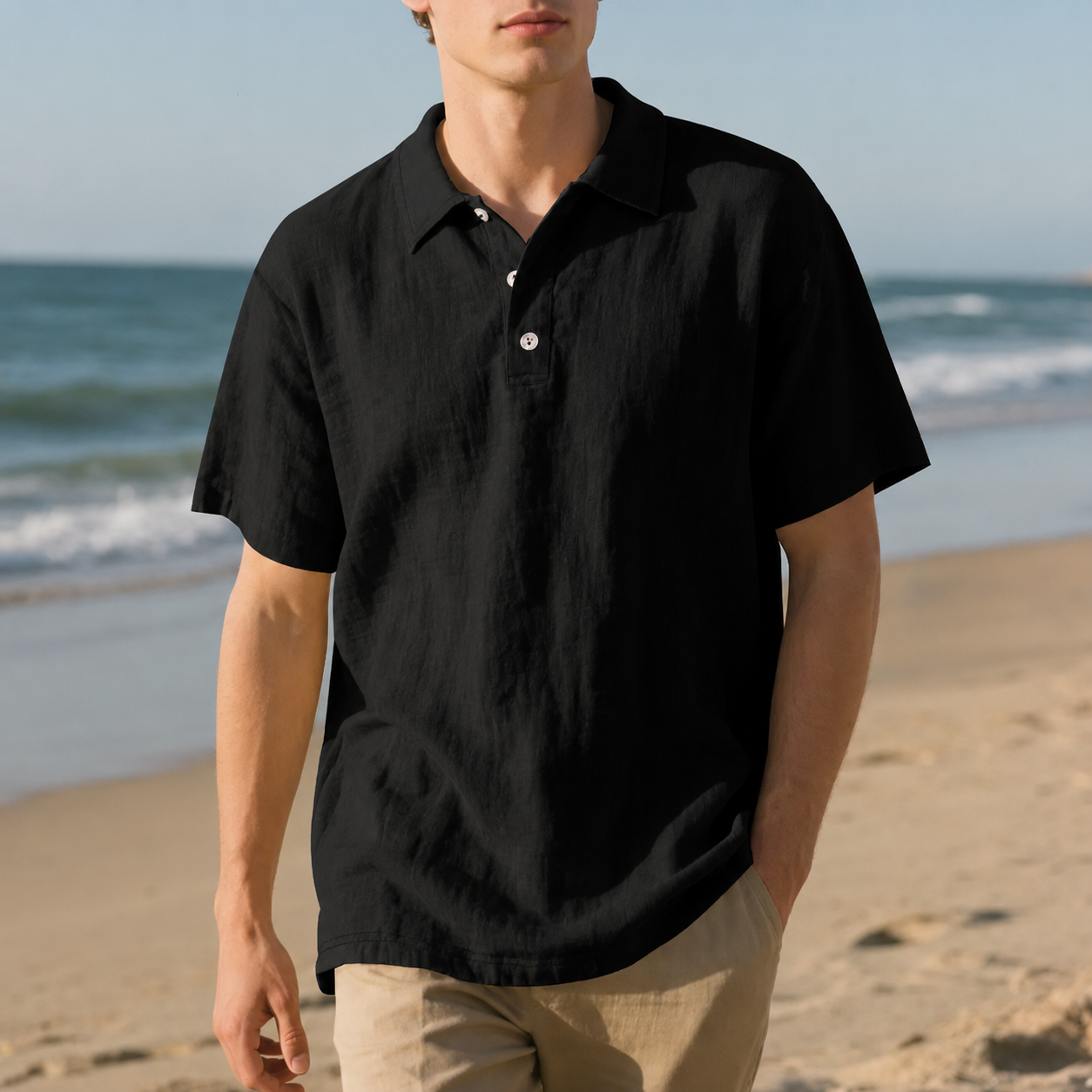 Men's Retro Solid Color Linen Shirt