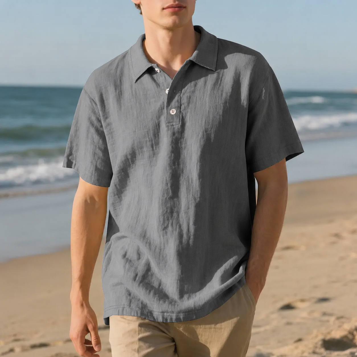 Men's Retro Solid Color Linen Shirt