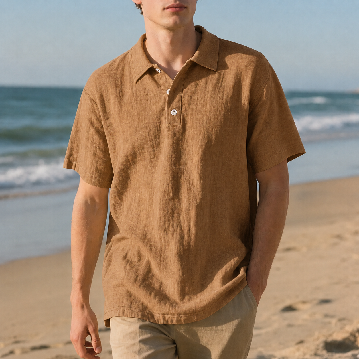 Men's Retro Solid Color Linen Shirt