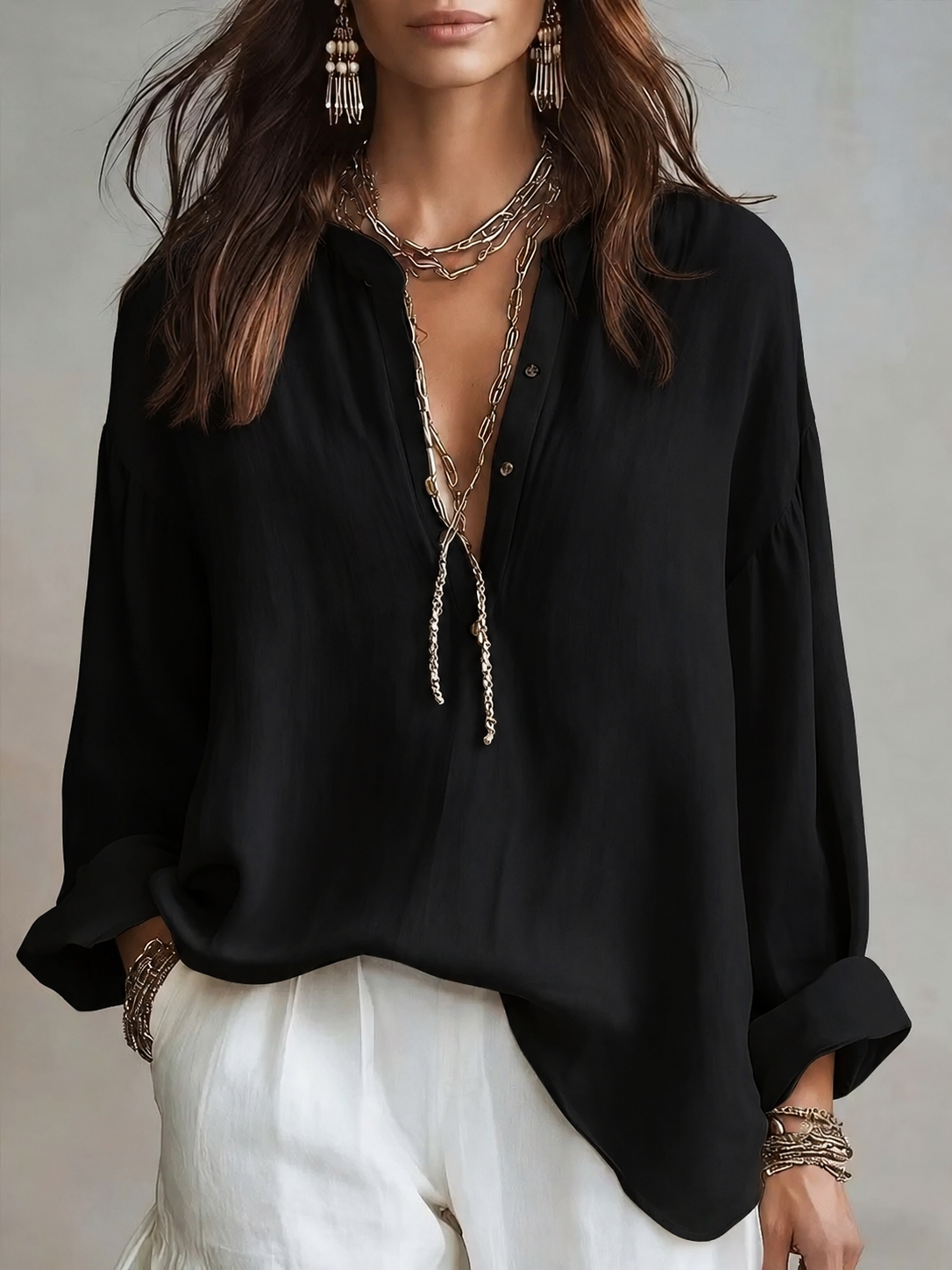 Women's Retro Solid Color Art Casual Cotton Linen Shirt