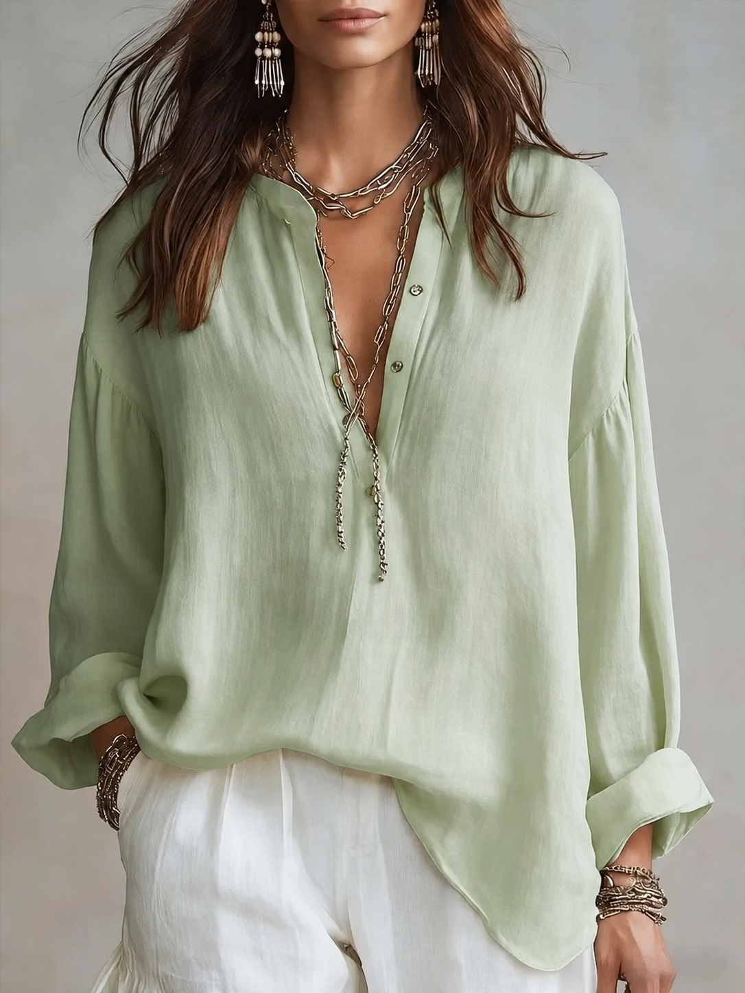 Women's Retro Solid Color Art Casual Cotton Linen Shirt