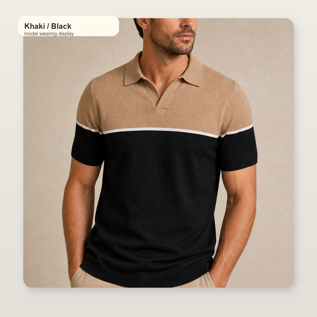 Men's Colorblock Knit Short Sleeve Polo Shirt