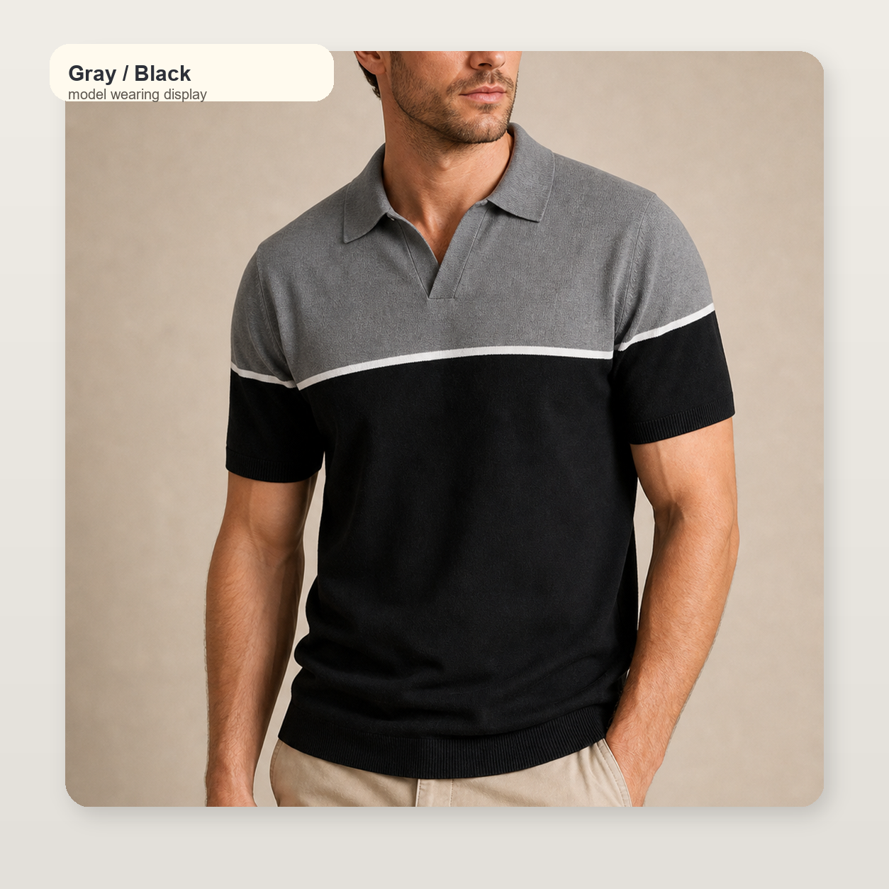 Men's Colorblock Knit Short Sleeve Polo Shirt