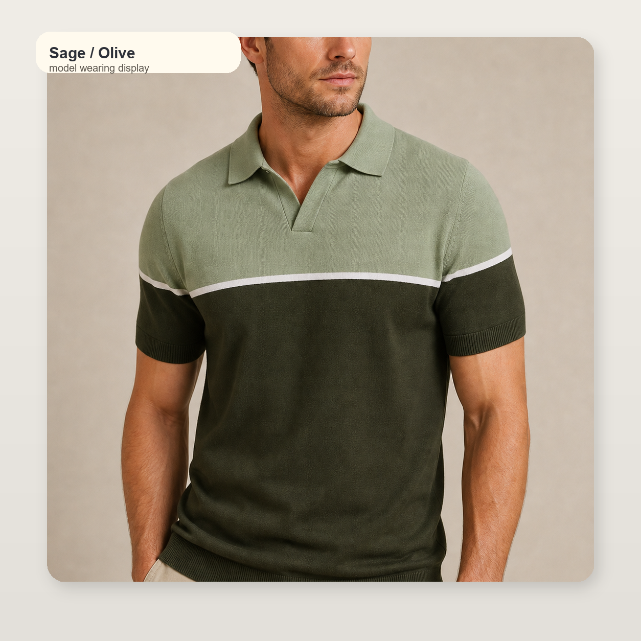 Men's Colorblock Knit Short Sleeve Polo Shirt