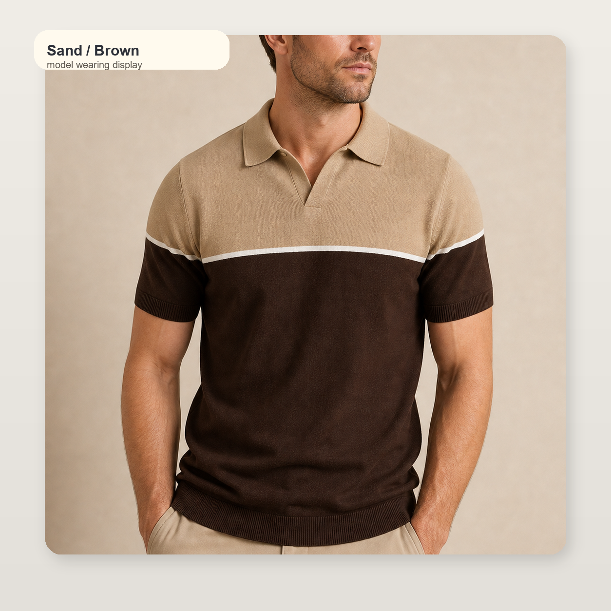 Men's Colorblock Knit Short Sleeve Polo Shirt