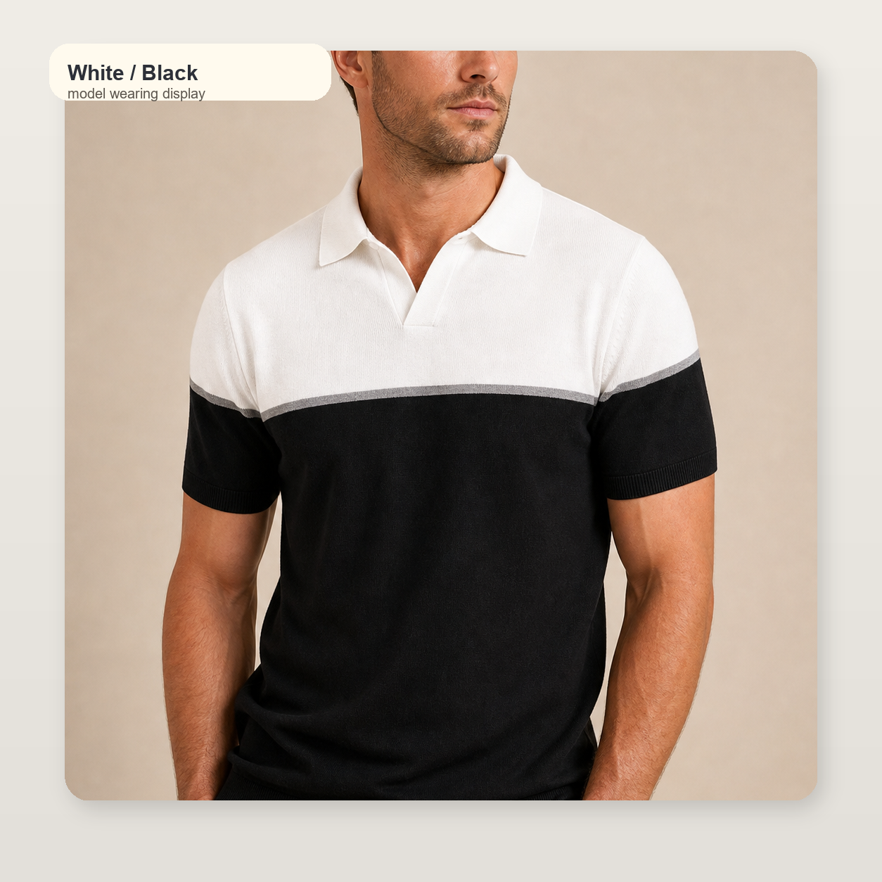 Men's Colorblock Knit Short Sleeve Polo Shirt