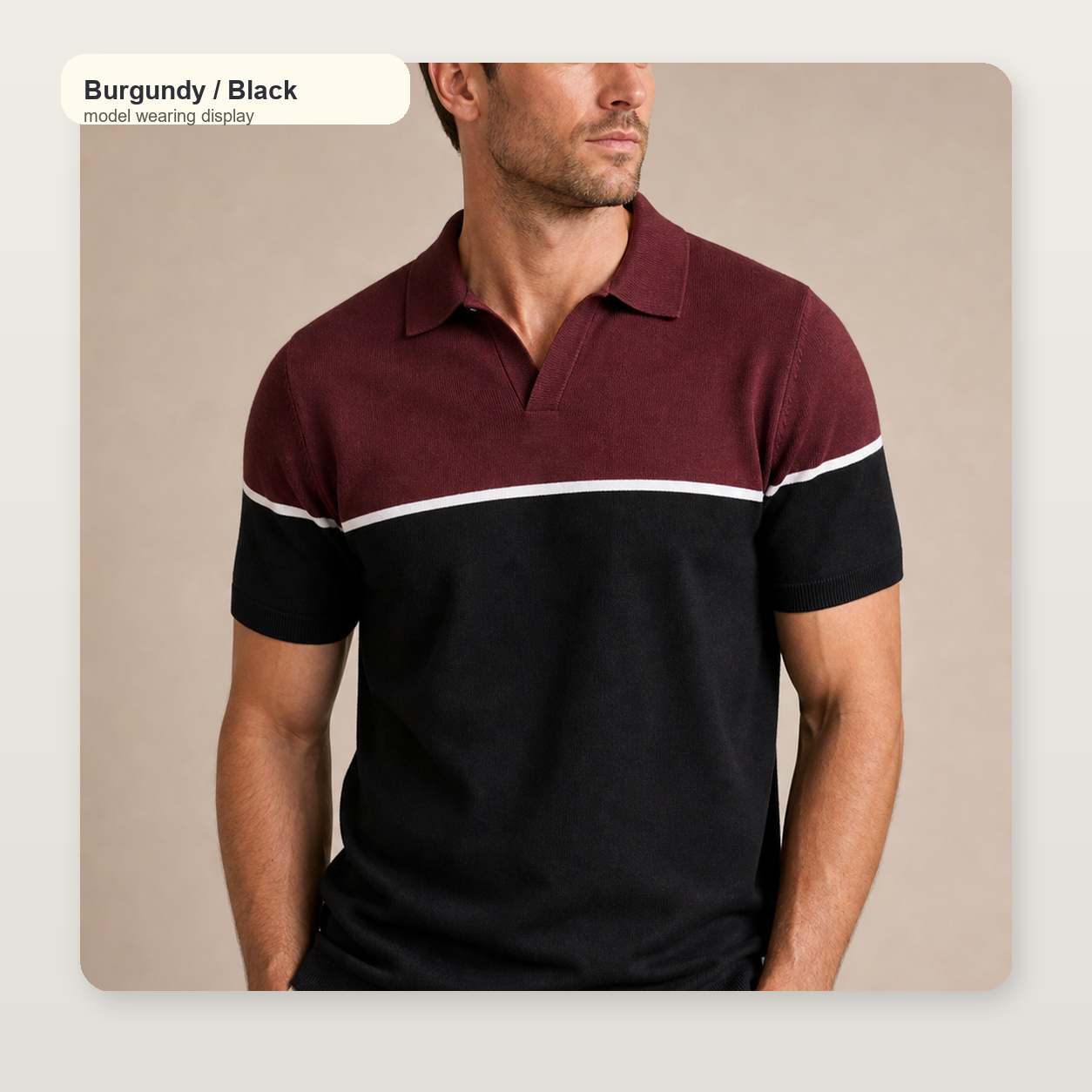 Men's Colorblock Knit Short Sleeve Polo Shirt