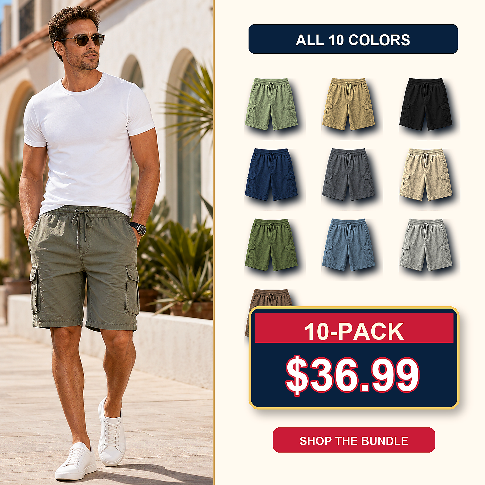 Men's Lightweight Drawstring Cargo Shorts