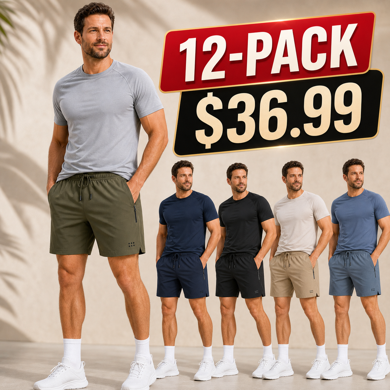 Men's Lightweight Quick-Dry Drawstring Athletic Shorts