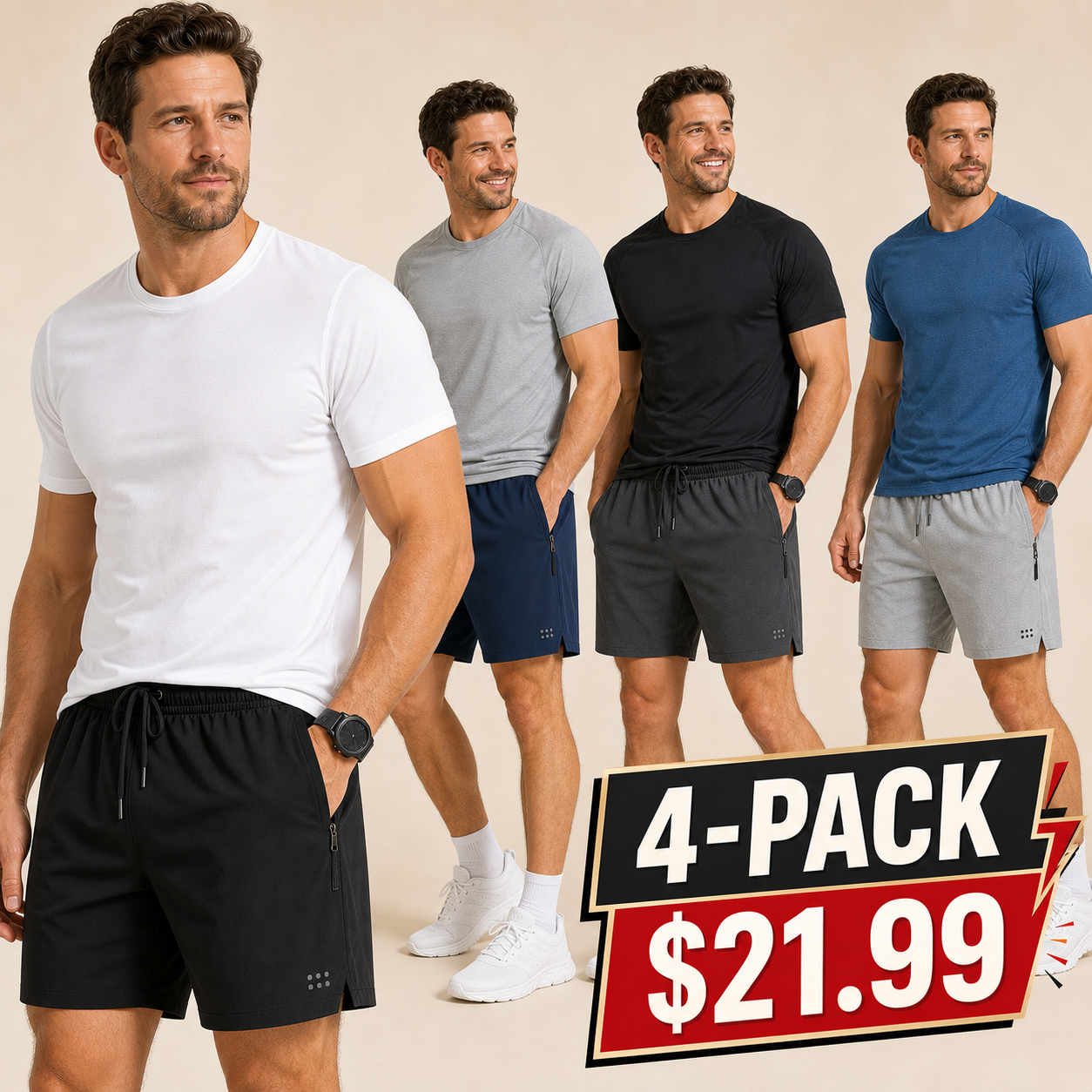 Men's Lightweight Quick-Dry Drawstring Athletic Shorts
