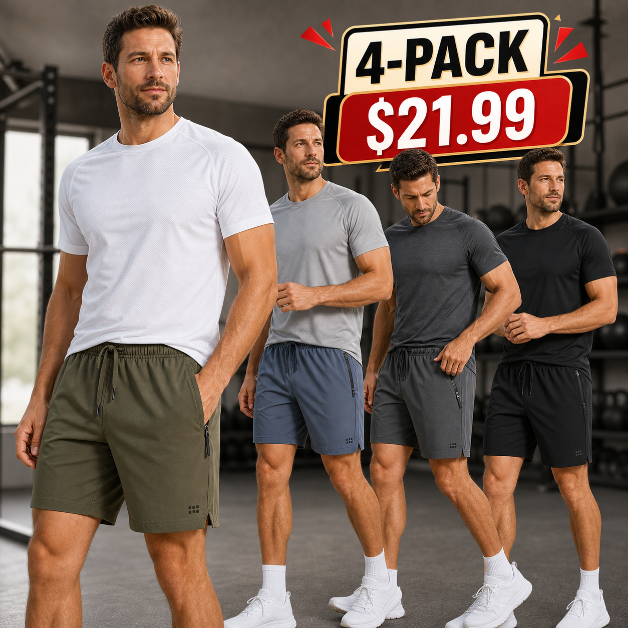 Men's Lightweight Quick-Dry Drawstring Athletic Shorts