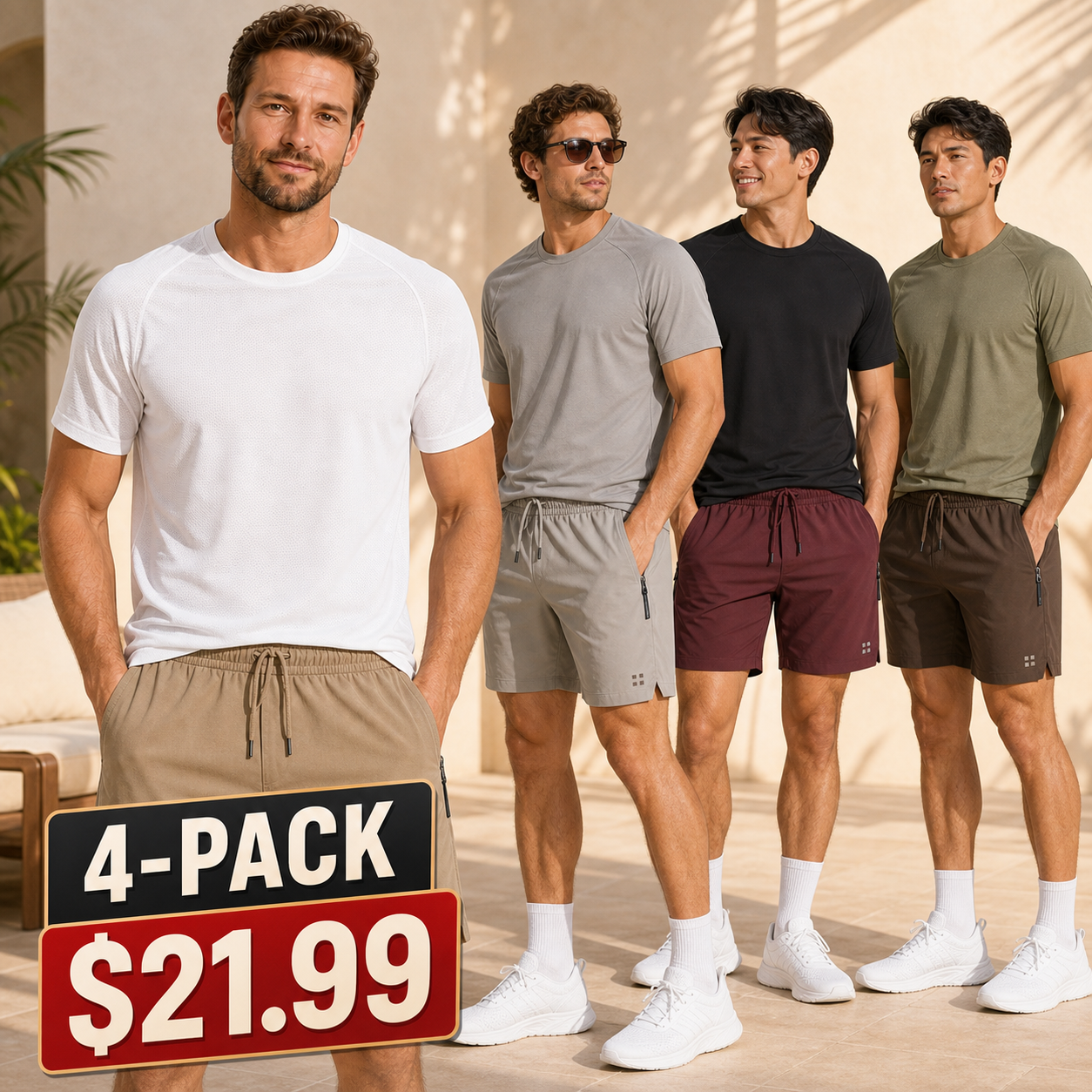 Men's Lightweight Quick-Dry Drawstring Athletic Shorts