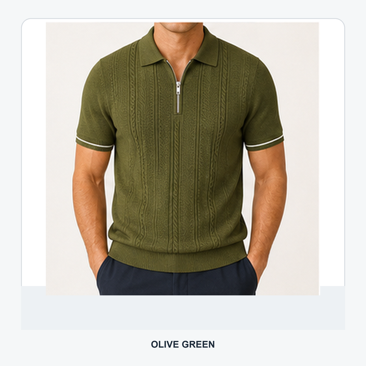 Men's Textured Quarter-Zip Knit Short Sleeve Polo Shirt