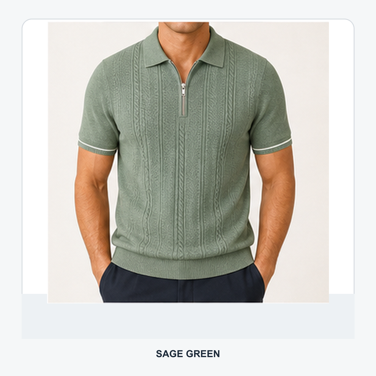 Men's Textured Quarter-Zip Knit Short Sleeve Polo Shirt